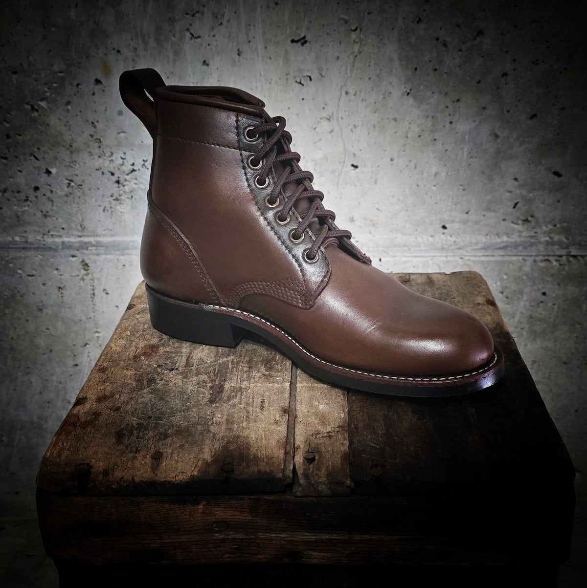 Service Boot - 6.5 E - Brown Veg Tan - Woven Lace